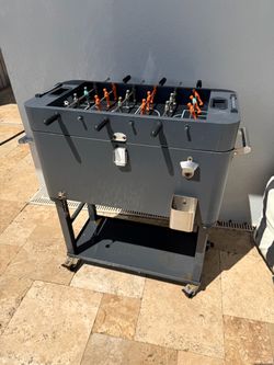 Rolling Patio Cooler with Built-In Foosball Table