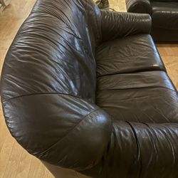 Leather Loveseat Black 