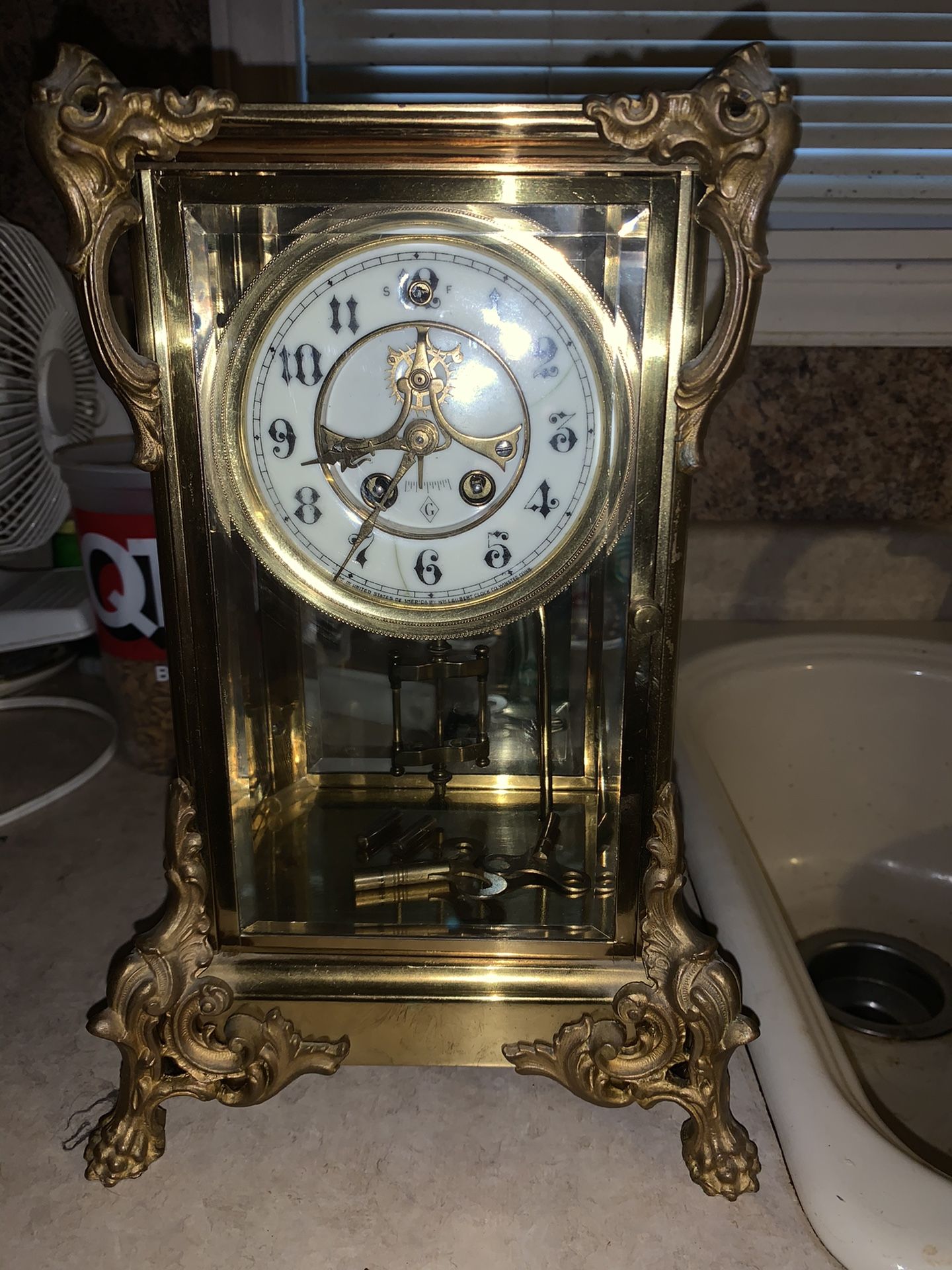 Antique gilded Brass clock