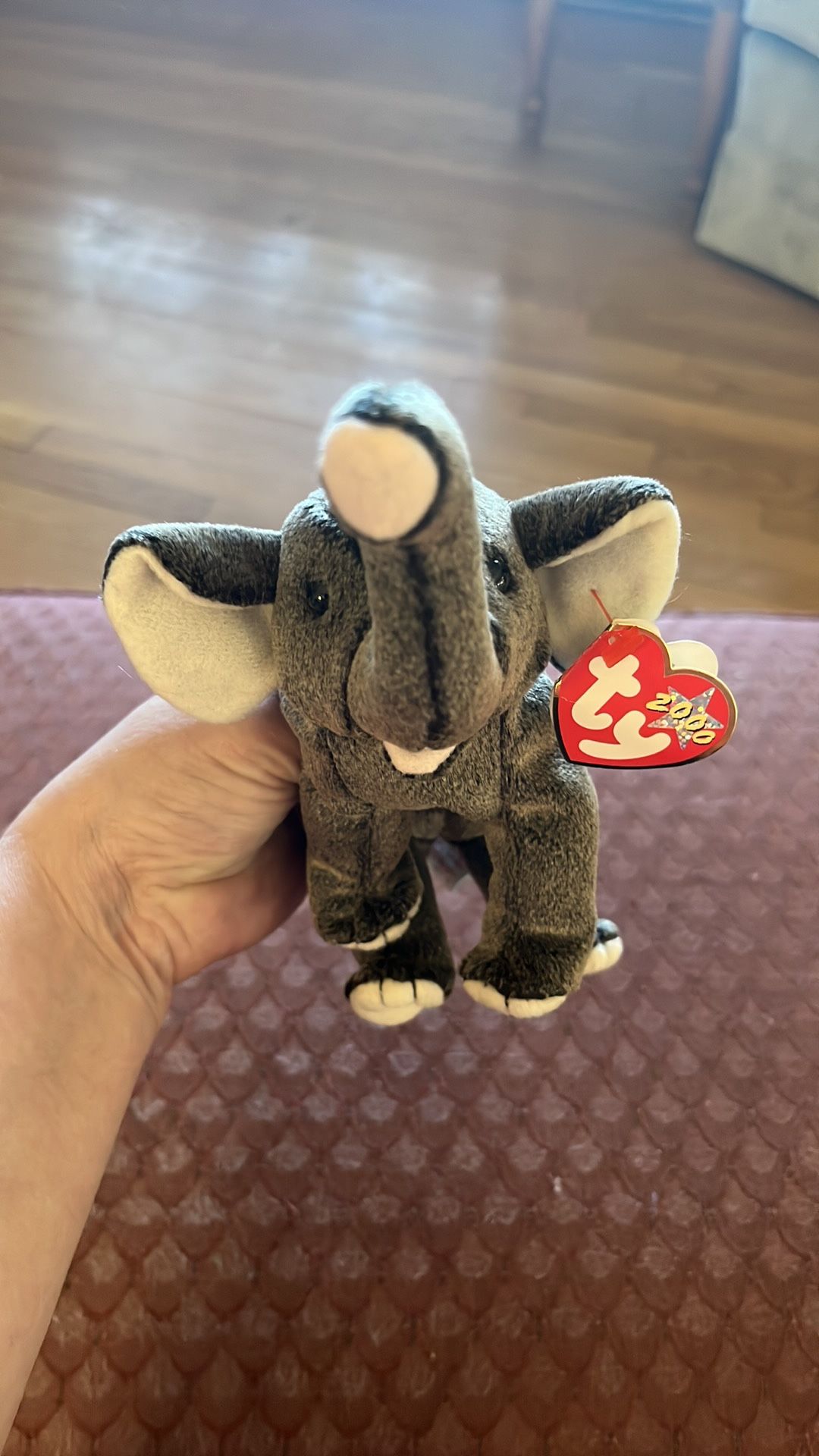 Ty 2000 Beanie Babies Gray Elephant “Trumpet” Plush