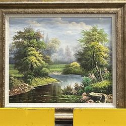 3 Matching Landscape Paintings – Hand Painted – Ornate Gold Frames – 31x27 – Bundle Deal