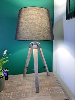 Tripod Table Lamp, Lumisource Compass, Grey Washed Wood