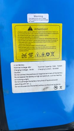 48V 15Ah (720Wh) battery for sale.