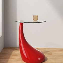 Manhattan comfort modern round glass table red