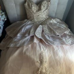 Rose gold Quinceanera dress WITH crinolina