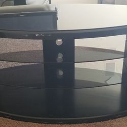 Solid black And Glass Entertainment Stand