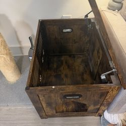 Gymax Wooden Cat Litter Box Enclosure Flip-Top Hidden Washroom Bench w/ Side Entrance