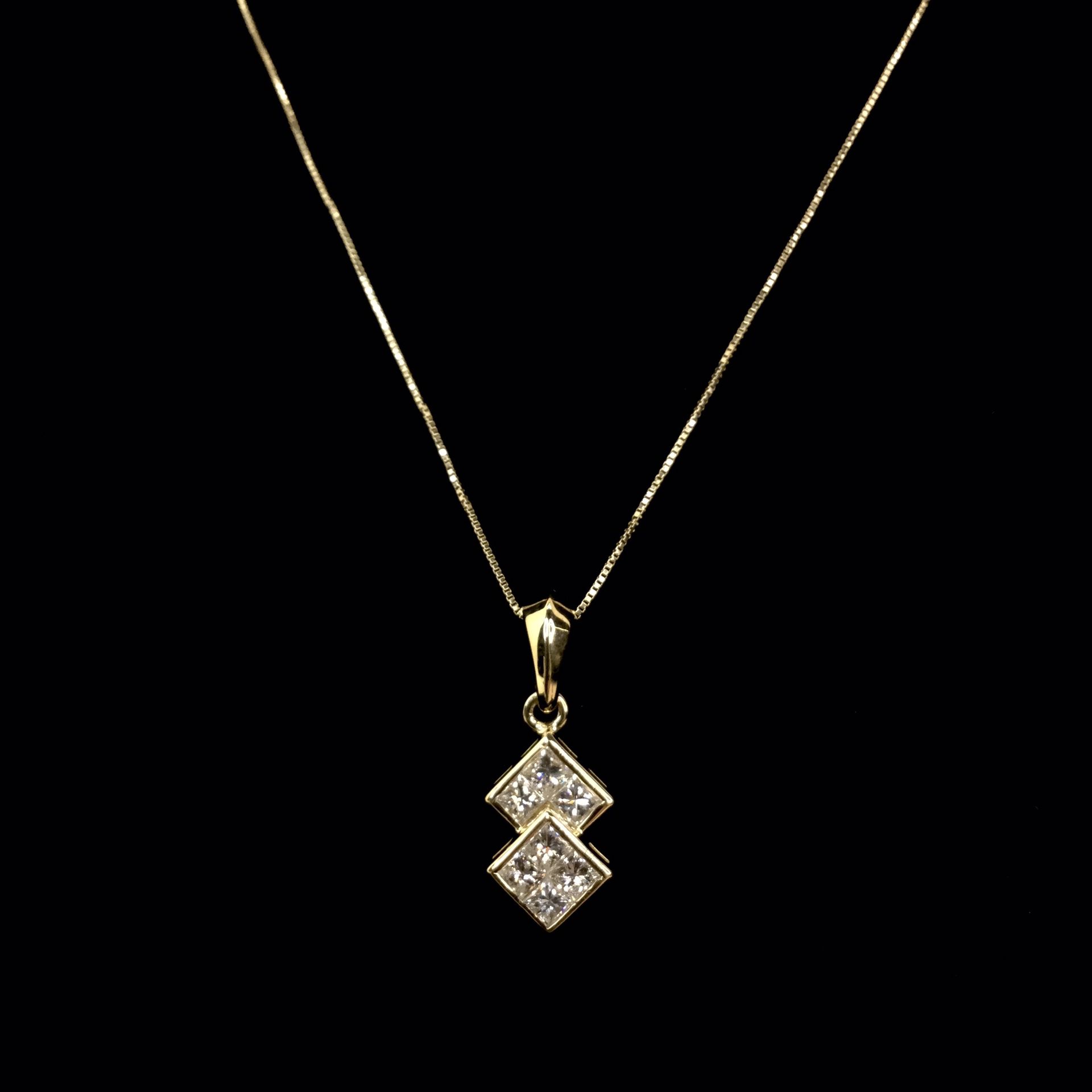 18K Diamond Pendant with 14K Necklace Set 