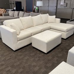 New White Beige Sectional Sofa 