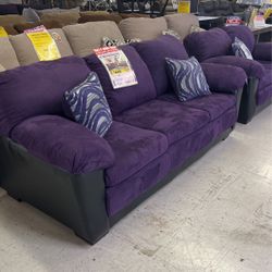 Peralta Purple Sofa And Loveseat 