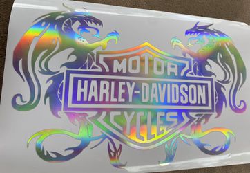 Harley Davidson Dragon Chrome Holographic Weatherproof Decal for
