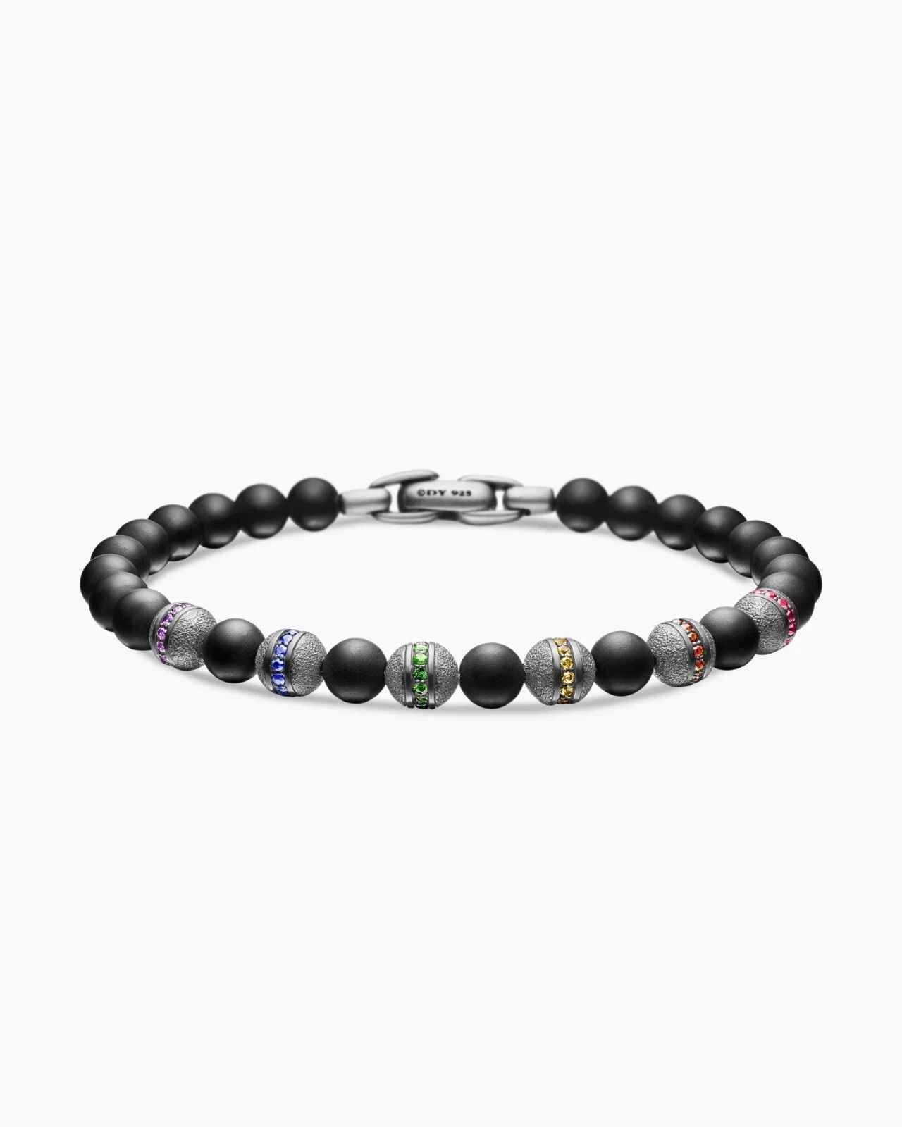 925 Sterling Silver David Yurman Spiritual Beads Rainbow Bracelet 8”