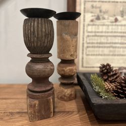 Handmade, Wood Candle Holders 