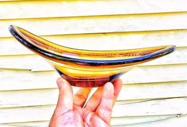 Mid century Scandinavian art glass Amber bowl