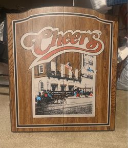 Vintage 1989 Cheers Dartboard Cabinet Oxford Bar Pub Man Cave Game Room Decor