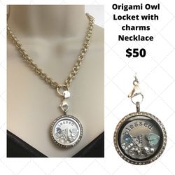 Origami owl locket with charms necklace