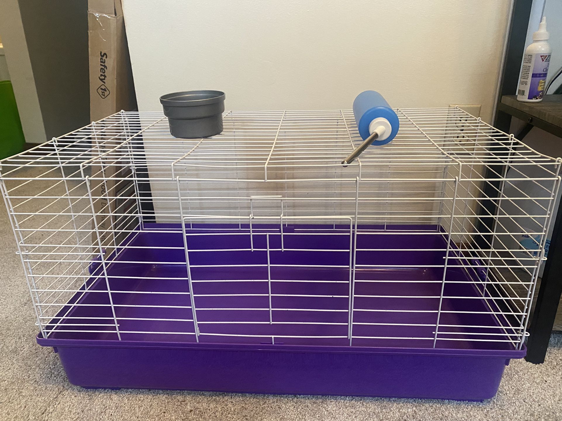 Small Animal Cage w/ Food Bowl & Water Feeder