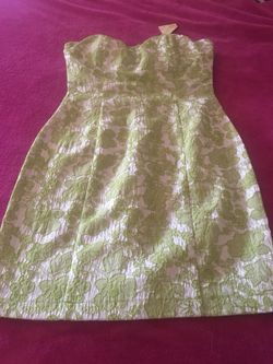 Green, white strapless dress size S