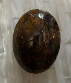 Polished Oval Shaped Brown Crystal Palm Stone/Moonstone