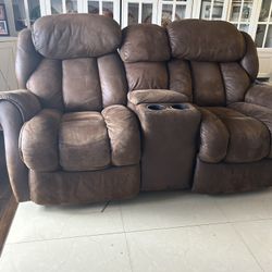 Brown Soft Recliner Love Seat