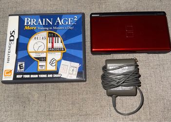 RED NINTENDO DS LITE HANDHELD CONSOLE WITH VIDEO GAME & CHARGER