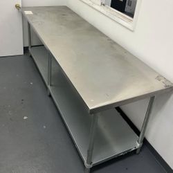 6G 30" x 96" 18-Gauge 304 Stainless Steel Commercial Work Table with Galvanized Legs and Undershelf