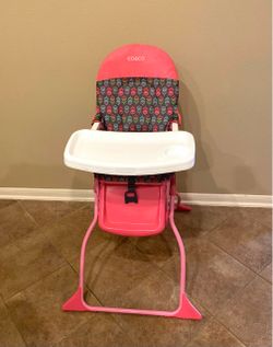 Cosco Kids Simple Fold Baby High Chair, Portable Feeding Chair, Pink