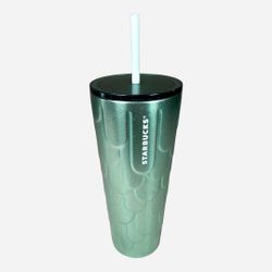 Starbucks Green Mermaid Scales Stainless Steel Drink Large Venti 24 oz Cup Tumbl