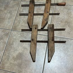 2 Old Wood Clamps 