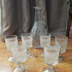 Vintage Wexford Decanter/6 Wine Glasses