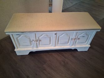Painted Cedar Chest Bench with Cushion Top