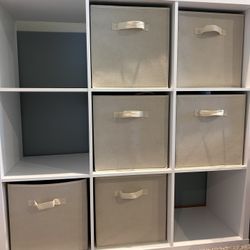 White Storage Cubbies With 6 Containers 