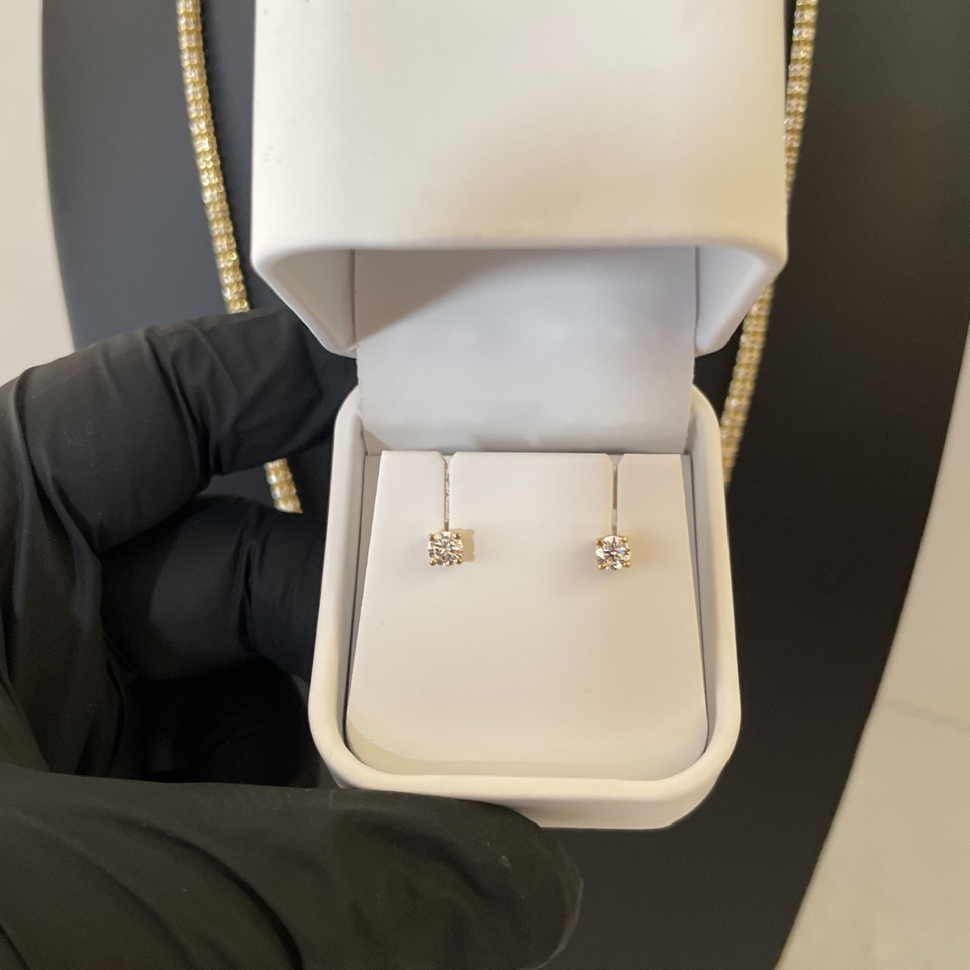 14K Yellow Gold .50CTW Diamond Solitaire Studs