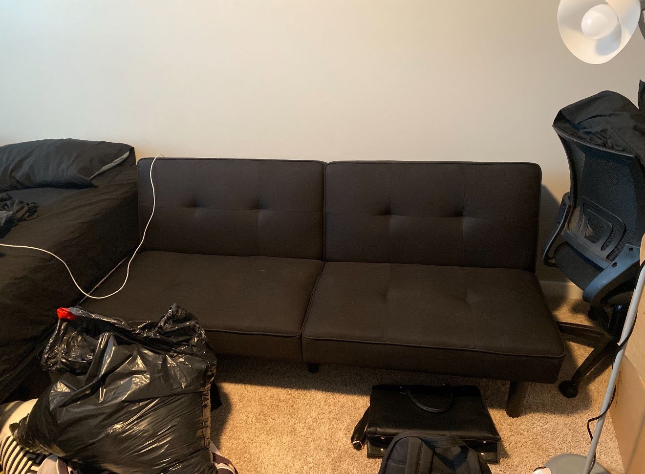Costway Convertible Folding Futon Sofa Bed with 6-Position Adjustable Backrest Cushion (price negotiable)