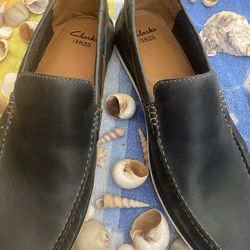 CLARKS 1825 Mens Driving Moccasin Loafer Navy Blue Leather Comfort Size 13