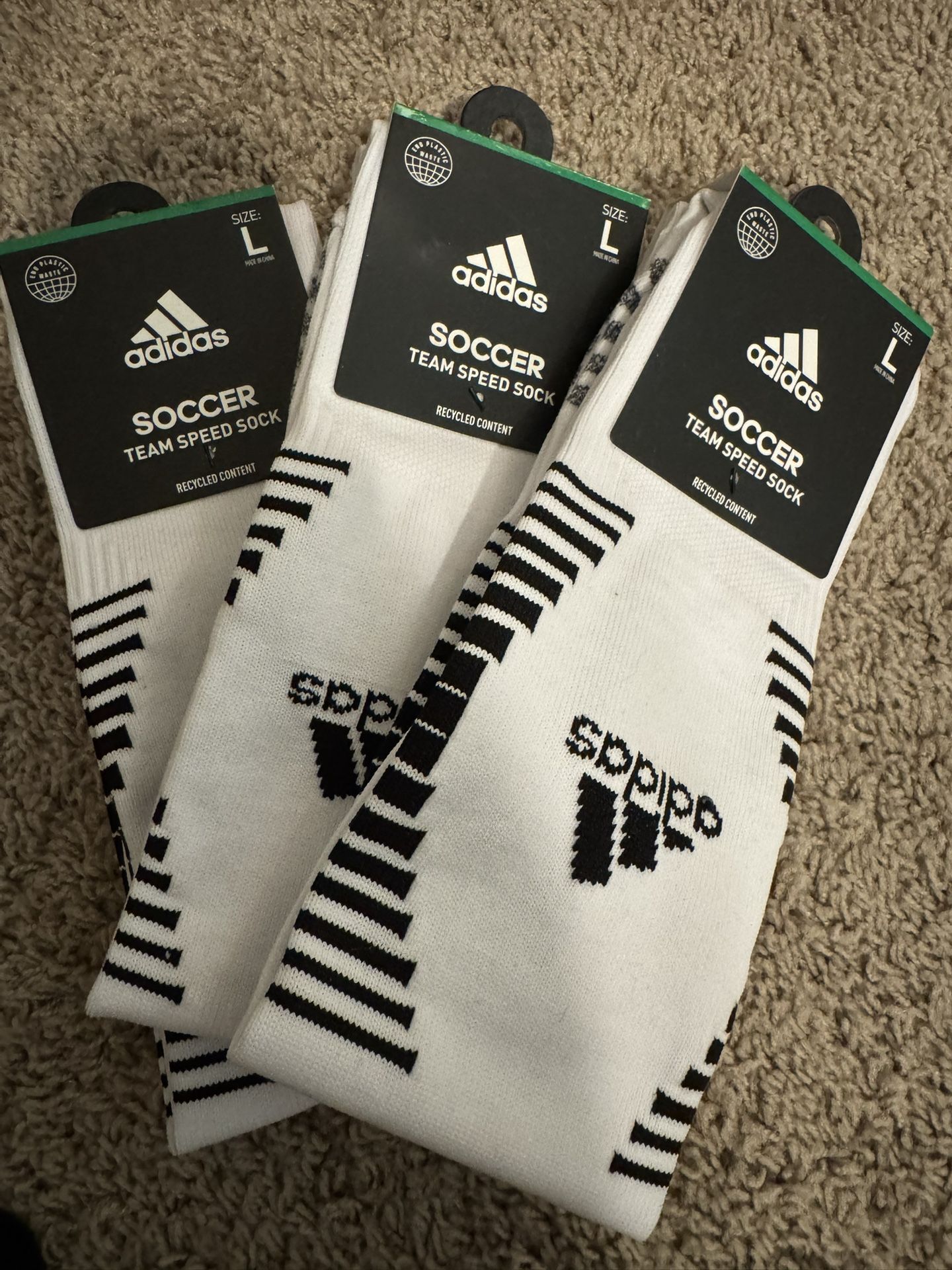 Men’s L White/black Adidas Soccer Socks