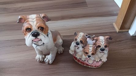 Bulldog Resin Figurine Set of Two