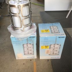 Pair Of New Kichler Brushed Nickel Swag Lamps