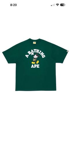 Bape x Disney Micky Mouse College Relaxed Fit Tee Green XL