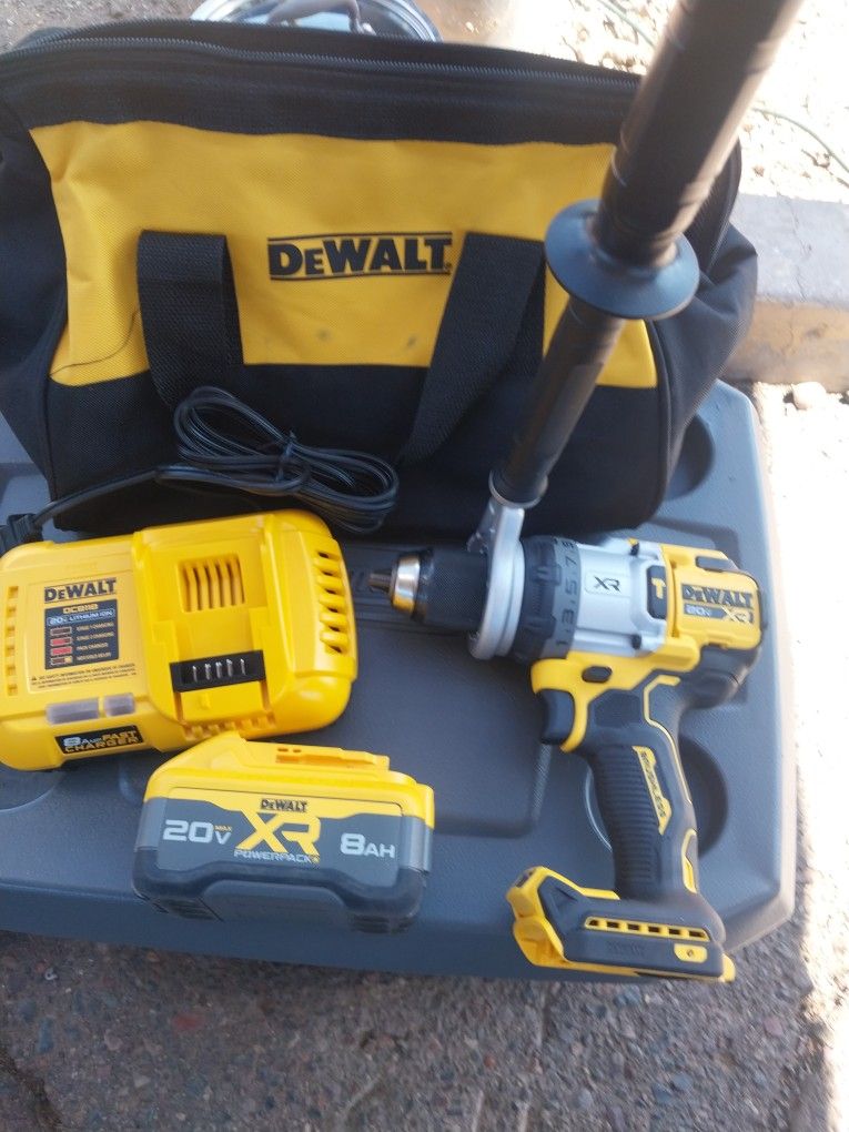 DEWALT HAMMER DRILL 20V LITHIUM XR BRUSHLESS WITH BATTERY AND FAST CHARGER 