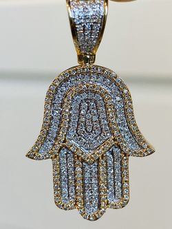 10KT Gold .75ct Diamond Hamsa Pendant Jewelry Mens or Ladies