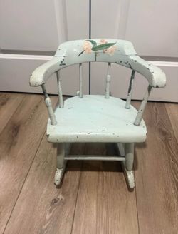 Vintage Hand-Painted Child’s Rocking Chair - Distressed with Floral Design