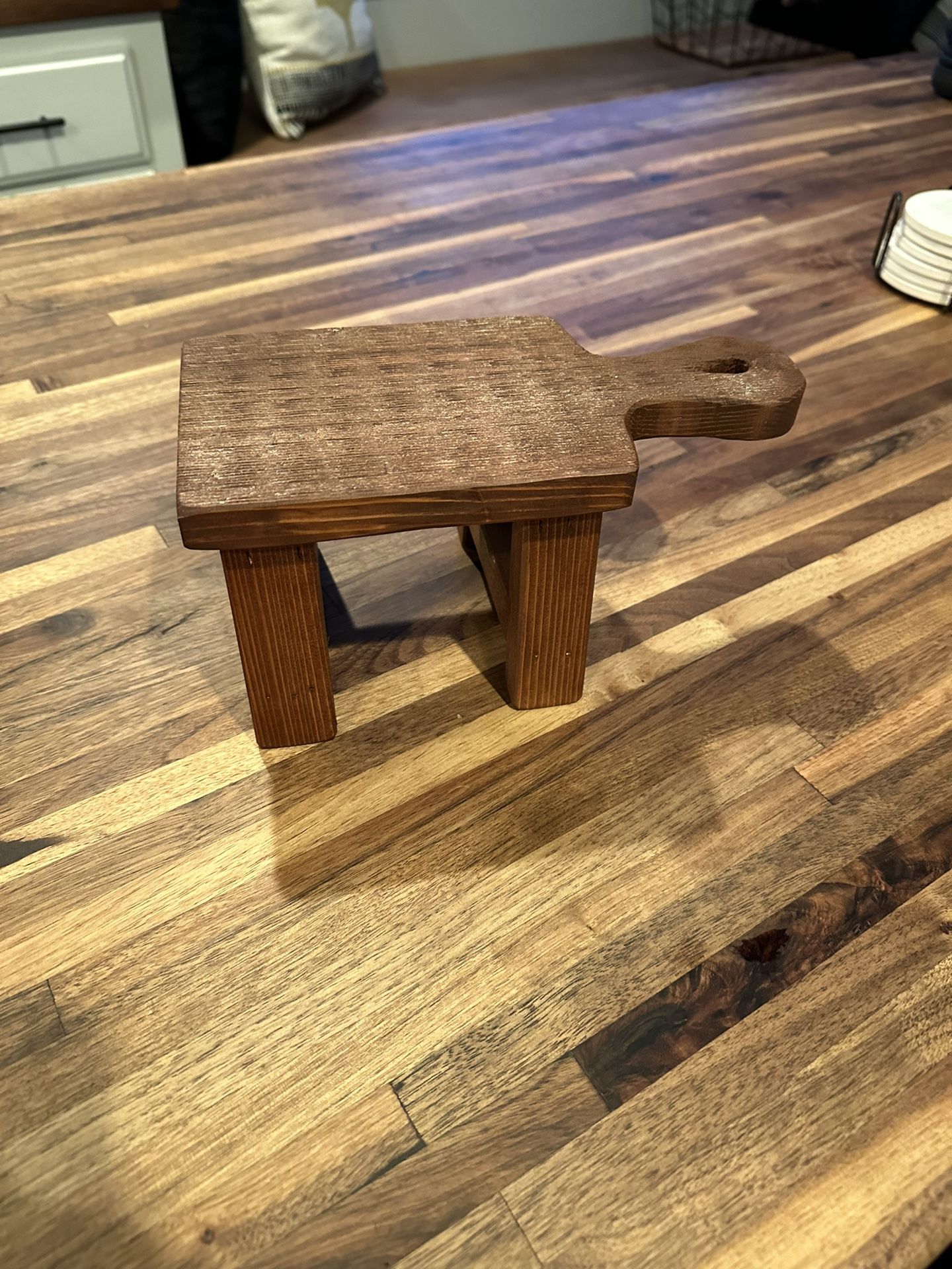 Small Wood Pedestal with Handle
