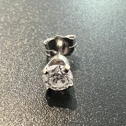💎 .38CT Single Round Round Diamond Stud Earring 14K White Gold
