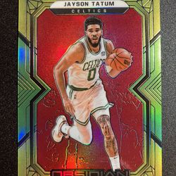 Jayson Tatum 2021-22 Panini Obsidian #9 Yellow-Green-Red SP /99. Card is Mint. 