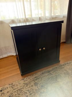 Black side table hidden cat box