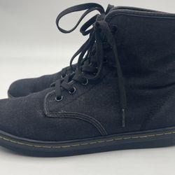 Dr. Martens Shoreditch Ankle Boots Womens Size 7 EUR 38 Black Canvas Lace Up
