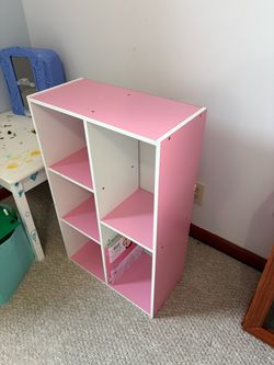 Pink and white shelf