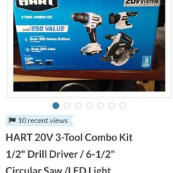 Hart 20v Three Piece Drill Set ***New***