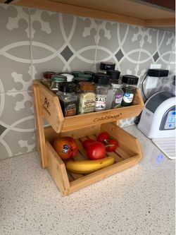 ColdSnap Bamboo 2-Tier Countertop Organizer | Fruit Basket | Spice Rack | Kitchen Storage